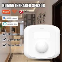 Tuya Wifi Zigbee Human Motion Movement Body PIR Sensor 2/3 In 1 Function With Light Sensor Scene Switch For Home Security