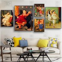 Retro Botero Canvas Painting Posters Aesthetic Fernando Botero Cartoon Fat Girl Cute Room Decor Kawaii Wall Art Print Pictures Pipe Fittings Accessori