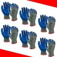 12Pcs/6Pairs Rubber Coated Cotton Safety Working Gloves Men or Woman