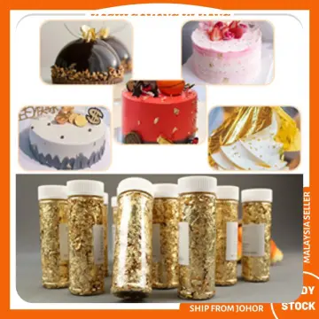 24K Gold Leaf Sheets Flakes Genuine Edible Glitter Gold Powder for Food  Drink Dessert Cake Decoration Premium Gold Flakes 0.1g