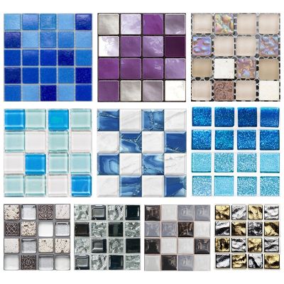 ™☜▤ 10pcs 3d Crystal Tile Stickers Waterproof Self-adhesive Wall Sticker For Kitchen Bathroom 3d Wallpaper Decoration Stickers GM