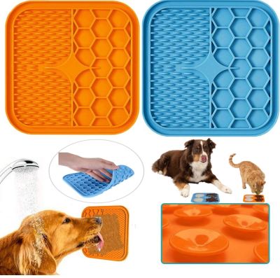 【YF】 Lick Pad for Dog Cat Slower Feeder Licky Mat Puppy Kitten Silicone Dispenser Pet Feeding Licking Bathing Distraction