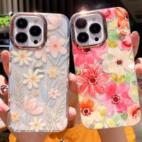 {OLI STUDIO} เคสโทรศัพท์โปร่งใสแฟชั่นลายดอกไม้สำหรับ Iphone 11 12 13 14 Pro Max Plus ฝาหลังเคสกันกระแทกมือถือ