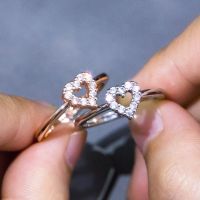 [COD] wish and the States new heart-shaped zircon ladies ring hollow peach heart engagement gift