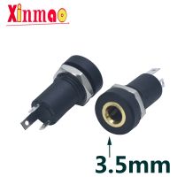 2PCS 3.5MM Audio Jack Socket 3 Pole Black Stereo Solder Panel Mount Gold With Nuts Connector