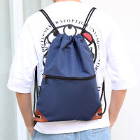 2021Gym Sack Drawstring Backpack Fitness Bag Water-resistant Drawstring Bucket Bag with Zipper Pockets Light Sack Adults Teenagers