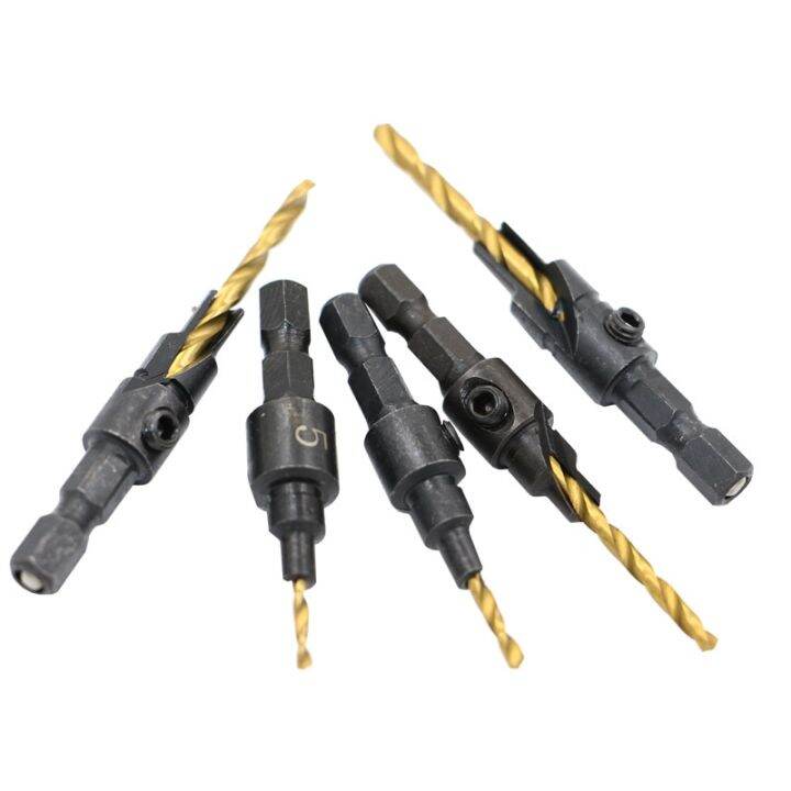 5ชิ้นชุดบิต-hss-countersink-drill-เปลี่ยนอย่างรวดเร็ว1-4-ก้านหกเหลี่ยมหัวสว่าน5-6-8-10-12เจาะเคาน์เครื่องมืองานไม้สกรู