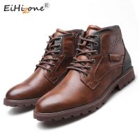 ☽ 2023 Men Boots Spring Winter Boot American Style Vintage Fashion Shoes for Man Big Sizes 39-48 Martin Boots with Side Zipper