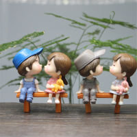 1set Cartoon Lovely Couple Chair Resin Figurines Miniatures Fairy Garden Home Decor Desk Garden Craft