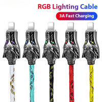 ♥【 Readystock】 + Gratis Ongkir♥Chai Knows RGB เรืองแสง Type C สาย3A รวดเร็วชาร์จ USB สายไฟ Type-C สำหรับไฟ Samsung Xiaomi LED IPhone สายชาร์จ