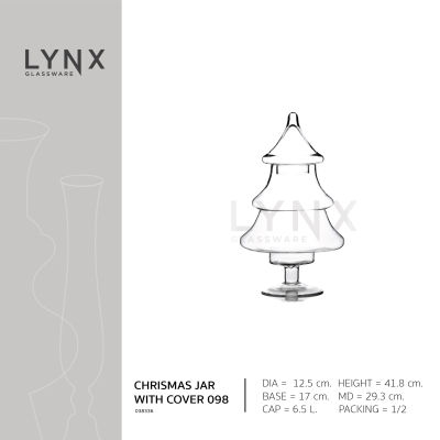 LYNX - CHRISMAS JAR WITH COVER - แจกันแก้ว แฮนด์เมด ทรงต้นคริสต์มาส เนื้อใส มี 2 แบบ ให้เลือก