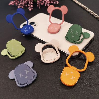 New Violence Bear Adhesive Ring Buckle Cartoon Ring Holder Mobile Phone Buckle Light Metal Car Magnetic Mobile Phone Holder