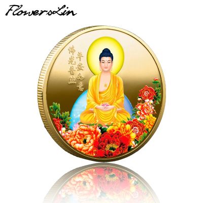 Flowerslin Buddhism Buddha Commemorative Coin Buddhas Light Shines Religious Belief Peace And Good Luck Specie Tathāgata Coin