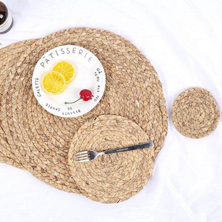 2pcs-natural-water-gourd-woven-placemat-round-woven-rattan-table-mat-water-gourd-placemat-tropical-wedding