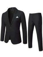 xixibeauty Formal 2 Pieces Set, Mens Two Button Blazer Suit Jacket &amp; Dress Pants Suit Set For Business Dinner Wedding Party