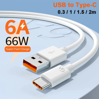 สายเคเบิลสายดาต้า6A ชนิด C USB เร็วมาก66วัตต์เครื่องชาร์จ1.5ม. 2ม. สำหรับ Huawei Honor Samsung OPPO Xiaomi ชาร์จ13นิ้ว