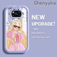 เคส Chenyyyka สำหรับ Xiaomi POCO X3 Poco X3 NFC Poco Pro เคสลายการ์ตูนสาวสวยรูปโบว์มอนสเตอร์น้อยเคสนิ่มกันรอยขีดข่วนเคสโทรศัพท์โปร่งใส TPU ซิลิกาเจลเลนส์กล้องถ่ายรูปฝาครอบป้องกัน