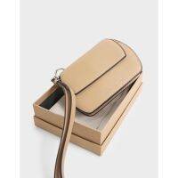 Selby Front Flap Curved Wristlet - Caramel