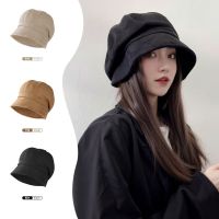 Octagonal hat for women in autumn and winter long front short pile at the back niche ins big head circumference hat womens loose versatile beret