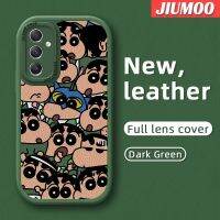 JIUMOO A54 A34 A14ปลอกสำหรับ Samsung 5G เคสเต็มหน้าจอสีเทียนหน้าแข้งบางนุ่มหนังเคสโทรศัพท์มีลายดีไซน์ใหม่ฝาปิดด้านหลังเลนส์เต็มรูปแบบเคสป้องกันกล้องกันกระแทก