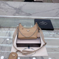 (3 In 1) pradaS Hobo กระเป๋าแฟชั่นผู้หญิง Crossbody กระเป๋าอาวุโสสุภาพสตรีรักแร้กระเป๋า2023ใหม่คุณภาพสูงหญิงกระเป๋าโซ่ไนลอนหญิงกระเป๋า