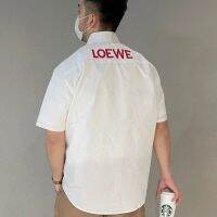 LOEWE Loewe23 Summer New Joint Hal Moving Castle Flame Embroidery Slim Short-Sleeved Shirt Shirt Men And Women