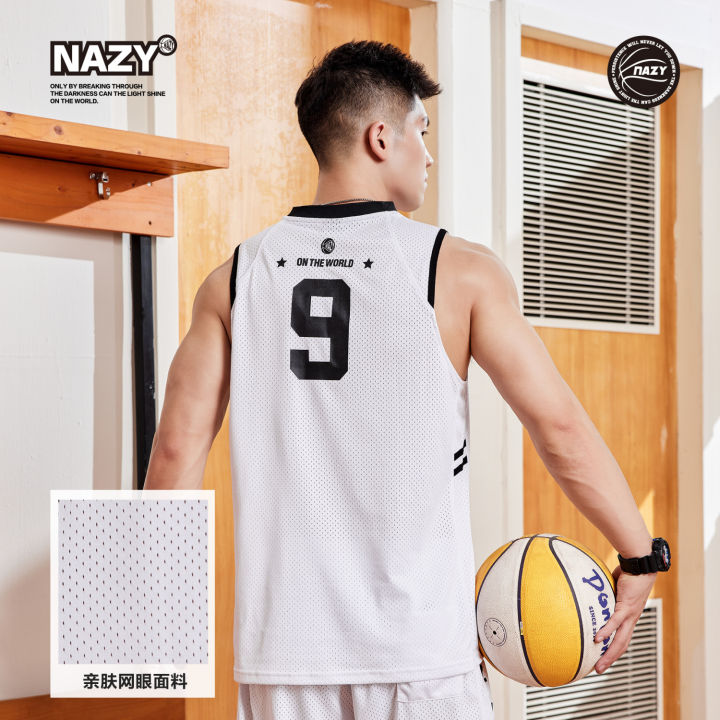 nazy-เสื้อกล้ามกีฬาแบรนด์แฟชั่นดั้งเดิมสำหรับผู้ชายเสื้อบาสเก็ตบอลแบบสบายๆเสื้อตาข่ายแขนกุดสำหรับผู้ชาย