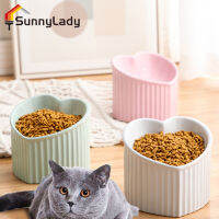 SunnyLady ชามเซรามิกแมวยก5.5นิ้ว,จานอาหารแมวสูงใส่ไมโครเวฟเครื่องล้างจานได้ป้องกันการอาเจียนปราศจากความเครียด (14X14X12ซม.)