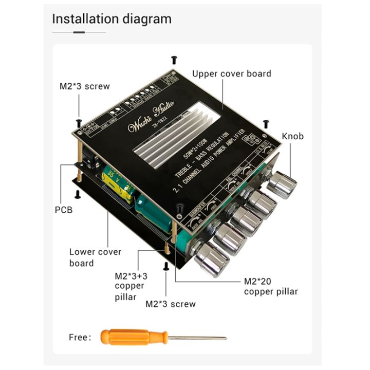 zk-tb22-bluetooth-power-amplifier-board-2-1-channel-mini-wireless-audio-digital-amp-module-speakers-50wx2-100w-tpa3116d2