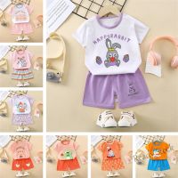 【Ready Stock】 ❐☑◇ C22 QINN Summer Childrens Short Sleeves Clothing Suit Cotton Top T-shirts and Shorts For Kids Girls Baby Summer Clothes Baby Pajamas 0-7 Years