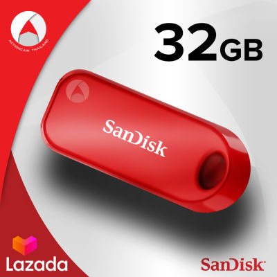 SanDisk Flash Drive Cruzer Snap USB 2.0 32GB Red (SDCZ62-032G-G35R) แฟลชไดร์ฟ แซนดิส สำรองข้อมูล โดย Synnex ประกัน 5 ปี