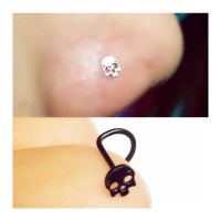 1pcs Gold/Silver Color Black Surgical Steel Stud for Women Girl Skull Ghost Bend Nose Ring Earring Body Piercing Jewelry