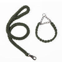 Hot Strong Dog Collar Leash สำหรับสุนัขขนาดใหญ่ Heavy Duty ไนลอนเชือกโลหะ P Chain Choke Collar สำหรับ Rottweiler Pitbull