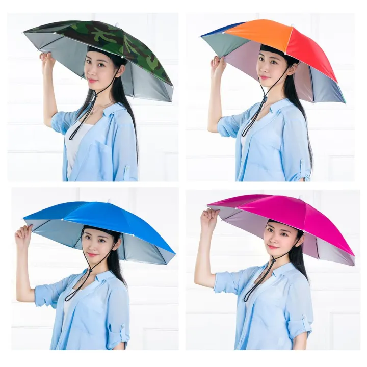 1x Sun protection Umbrella Hat headmounted Fishing Sunshade Rain Gear