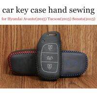 ♘❧✒ Only Red Car key case hand sewing real leather key packet car key cover fit for Hyundai Avante(2015)/Tucson(2015)/Sonata(2015)