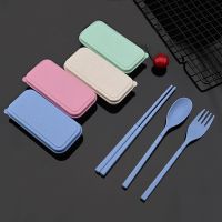 Folding Dinnerware 3 In 1 Folding Flatware Cutlery Fork Chopsticks Spoon Set Camping Hiking Outdoor Traveling Camp Tableware Set Flatware Sets