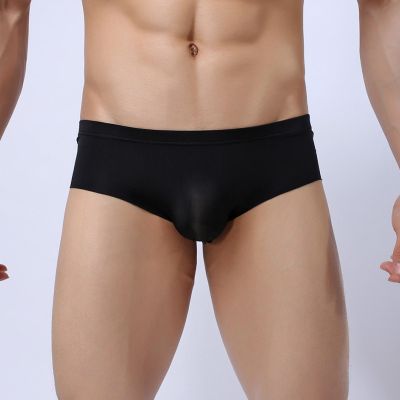 【Wrist watch】 Men Transparent Briefs Shorts Cueca Elastic Low Waist Panties Man Breathable Thin Silk Underpant M ！