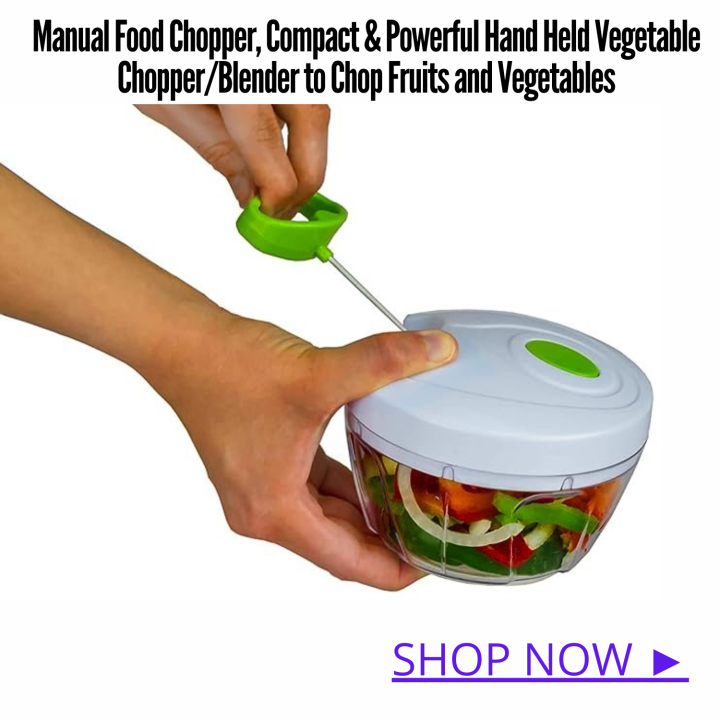 Manual Food Chopper, Compact & Powerful Hand Held Vegetable Chopper