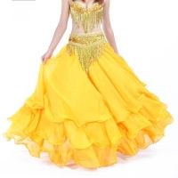 【YD】 Dancers three-layer chiffon curled belly dance performance suit stage Spanish