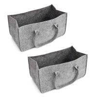 2X Felt Purse, Felt Storage Bag Large Capacity Casual Shopping Bag - Gray