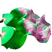 wholesale 1pc right fans 1 pc left fans 5 sizex0.9m(XX x35 ) hand painted belly dance silk fan veil green color mix color