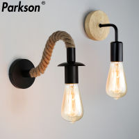 Wood Wall Lamp Vintage Rope Wall Lamp E27 110V 220V Industrial Sconce Bedside Lamp Indoor Loft Outdoor corridor Wall Lights