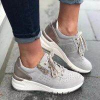 HOT★Womens Orthopedic Trainers Autumn Large Size Solid Color Lace-up Thick Bottom Sneakers Comfortable Driving Shoes Zapato Mujer