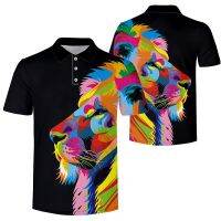 Full Body Print Colorful Hand Lion Head Animal Fashion Mens POLO Light Print 3D Mens Casual POLO Shirt Wholesale Customization