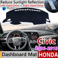 Flightcar สำหรับ Honda Civic 8 9 10 2006 ~ 2019แผ่นบังแดดแผ่นคลุมแผงหน้าปัดรถยนต์กันเสื่อกันลื่นอุปกรณ์เสริมพรมปกป้องรถ FB FK FA FD