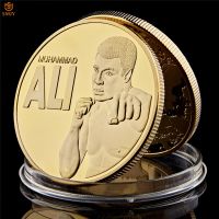 World Boxing Player US Muhammad Ali-Haj Gold Plated Celebrity Metal Hydraulic Souvenirs Coin For Business Badge Gifts Collection