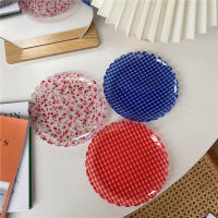 Small Flower Dessert Plate Lattice Cake Plate Striped Plastic Dishes Photo Props Decorative Plate Dinner Plates and Dishes