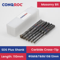 6 Pieces Length-110mm Masonry Drill Bits Set SDS Plus Shank for Electric Hammer Carbide Cross-Tip Diameter-5&amp;6&amp;7&amp;8&amp;10&amp;12mm