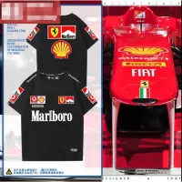 ชุดแข่งรถและรองเท้าแข่งคุณภาพสูง High quality stock F1 Scuderia Ferrari racing suit short-sleeved Charles Leclerc Carlos Sainz custom cotton T-shirt