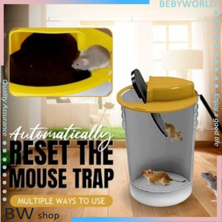 Mice Trap Reusable Mouse Rat trap Humane Or Lethal Trap Smart Flip and  Slide Bucket Lid Multi Catch Auto Reset Flip For Home